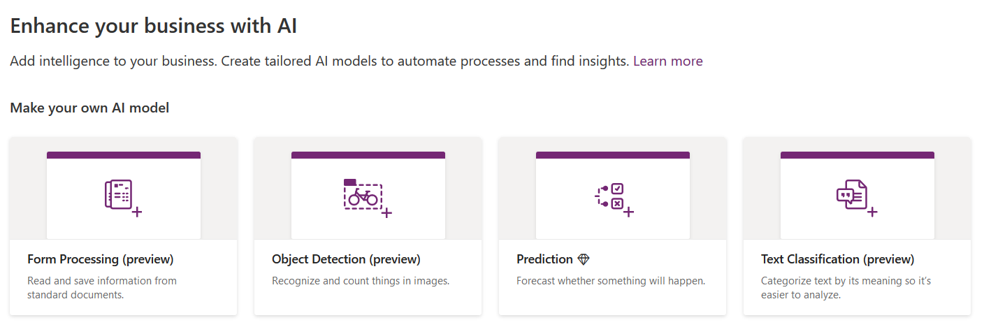 PowerApps AI funktsionaalsus